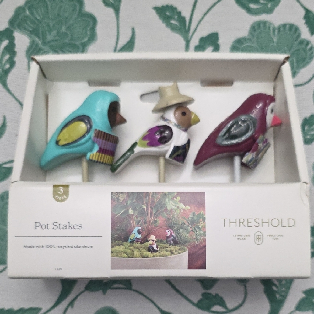 Threshold Colorful Bird Pot Stakes Set
